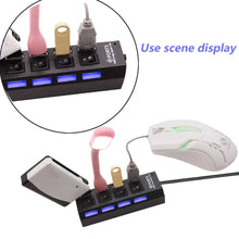 4-port USB hub with AVENZO switches and LED indicators