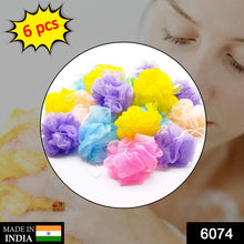 Shower pouf sponges, 6 pieces, perfect for exfoliating and cleansing.
