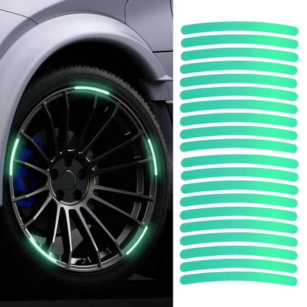 Car Wheel Hub Reflective Car Stickers, Night Warning Stickers (20 Pcs Set/ Multicolored)