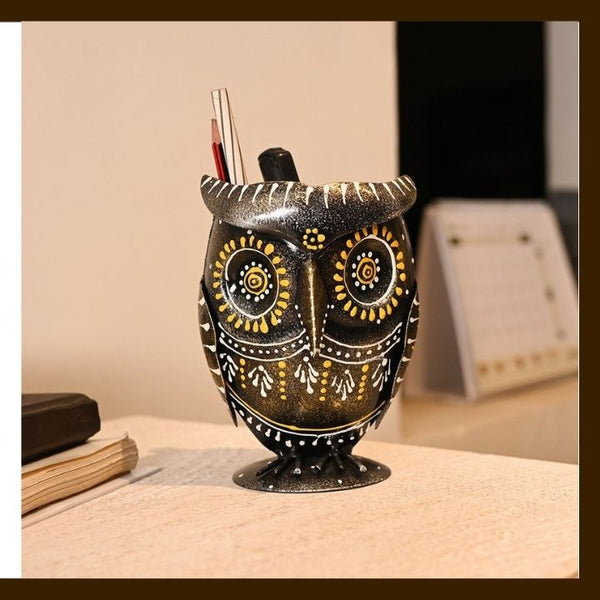 MATAL TABLE DECOR HAND I CRAFTS OWL PEN STAND