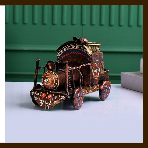 MATAL TABLE DECOR HAND I CRAFTS ENGINE PEN STAND ANTIQUE
