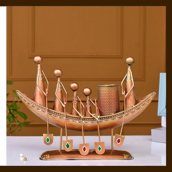 MATAL TABLE DECOR HAND I CRAFTS BOAT PEN STAND