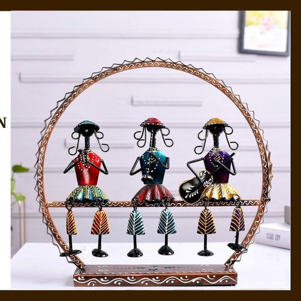 MATAL TABLE DECOR HAND I CRAFTS ROUND DOLL MUSICIAN