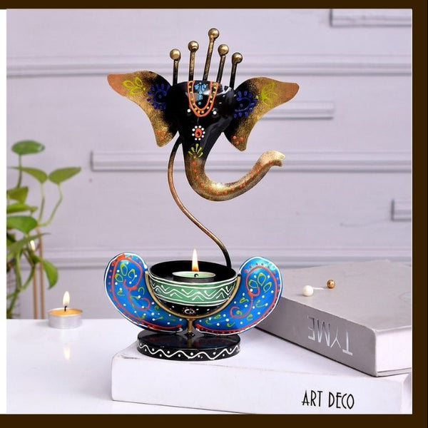 Home Matal Decorted GANESH T-LITE  ORANGE