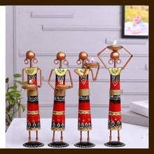 MATAL TABLE DECOR HAND I CRAFTS LABOUR LADY RED  SET OF 4