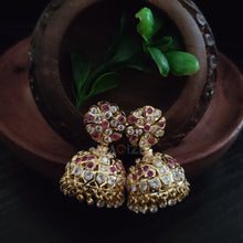 impon Jhumka Earrings with clear stones