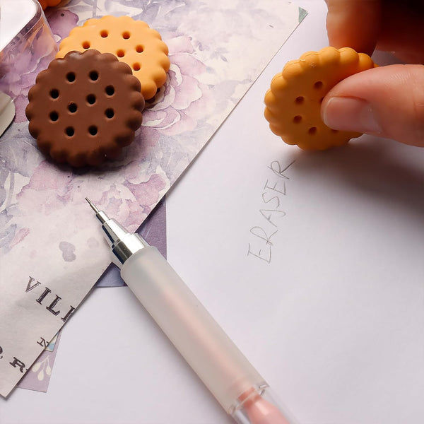 Biscuit-Shaped Erasers | Fun Rubber Stationery for Kids | Creative Birthday Gift Toy (6 Pcs Set)