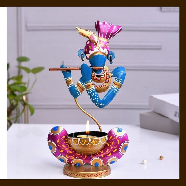 MATAL TABLE DECOR MURLI KRISHNA BLUE  HAND I CRAFTS
