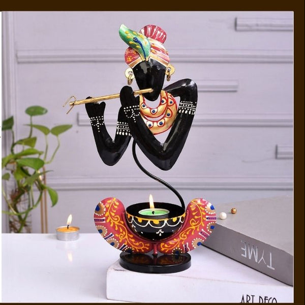 MATAL TABLE DECOR MURLI KRISHNA BLUE  HAND I CRAFTS