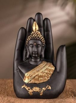 RESIN ITEMS HANDICRAFT PALM BUDDHA GOLDEN