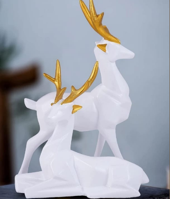 RESIN ITEMS HANDICRAFT  WHITE DEER SET
