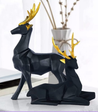 RESIN ITEMS HANDICRAFT  WHITE DEER SET