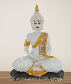 RESIN ITEMS HANDICRAFT PALM BUDDHA WHITE