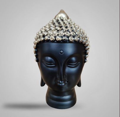 RESIN ITEMS HANDICRAFT BUDDHA FACE SMALL BLACK 