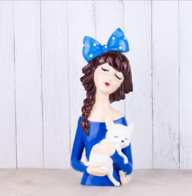 RESIN ITEMS HANDICRAFT DOLL WITH CAT