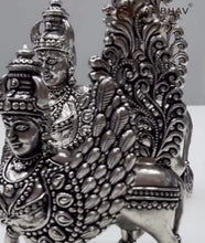 German Silver Kamadhenu Statue with Lakshmi – Antique Finish