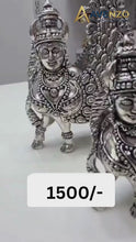 German Silver Kamadhenu Statue with Lakshmi – Antique Finish
